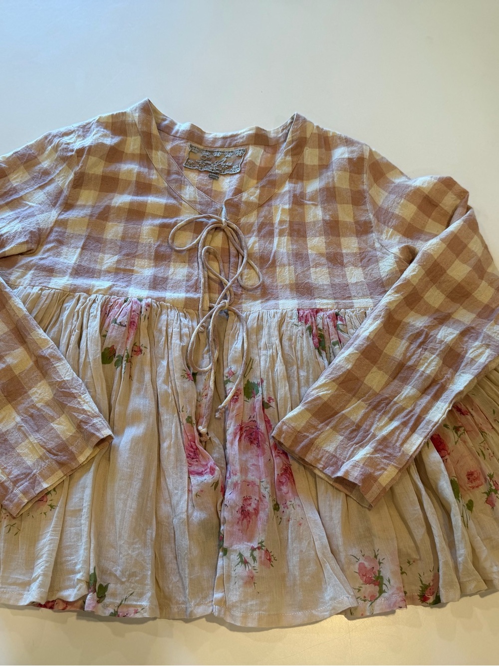 LES OURS “SARAH” COTTON RUSTIC ROSE TUNIC TOP - Picture 9 of 16